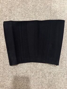 Babaton Black Knit Ribbed Crop Tube Top